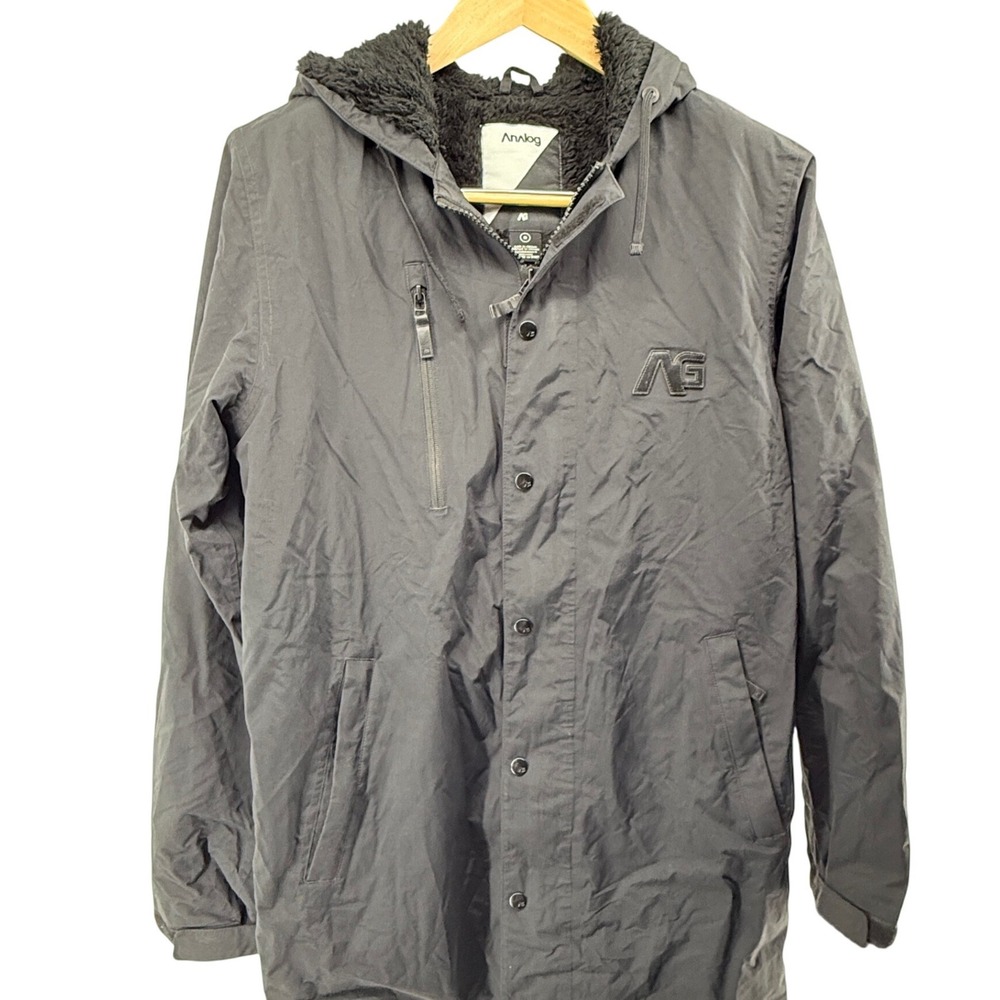 Analog AG Men's Black Fleece Lined Hooded Jacket Size Medium